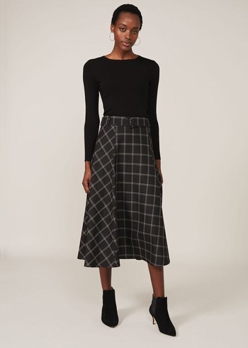 Phase Eight Check A Line Skirts Black/Multicolor Australia | RQ9452103